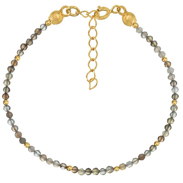 Bransoletka srebrna pozłacana z kamieni naturalnych agat botswana