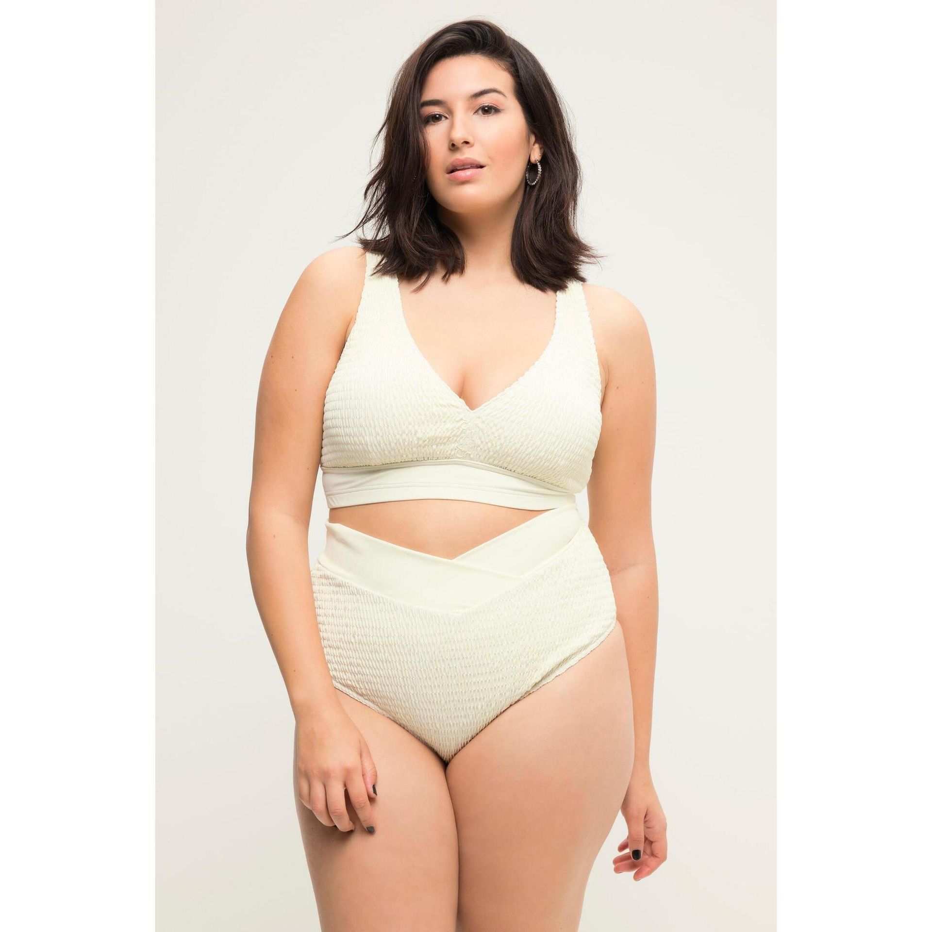 Damskie Figi bikini faktura wysoki stan pas w kopertowym stylu