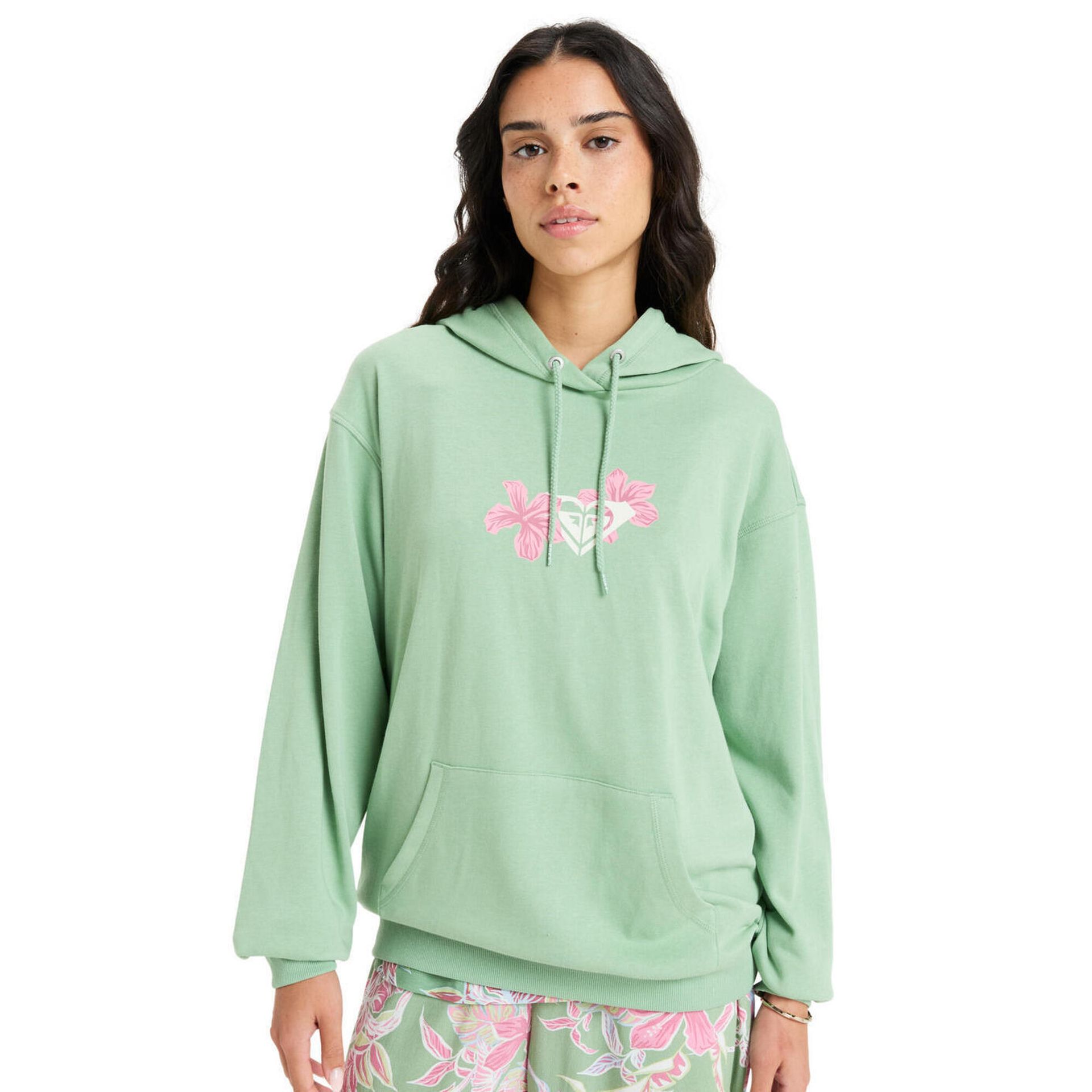 Bluza z kapturem dla Kobiety HIBISCUS HEART Zielony