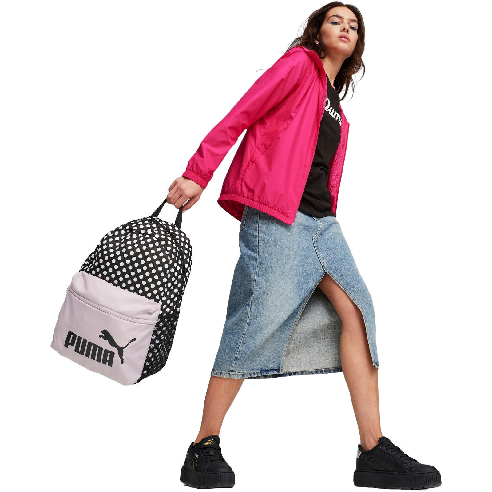 Puma, Plecak sportowy Phase AOP Backpack, 079948-08, Czarno-Różowy