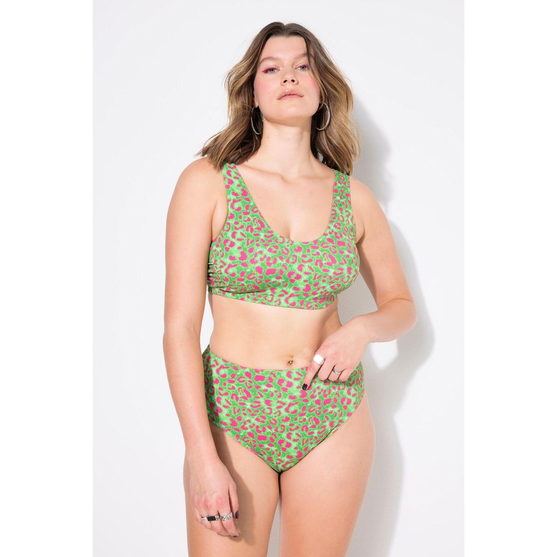 Damski Top od bikini miękkie miseczki wzór w panterkę