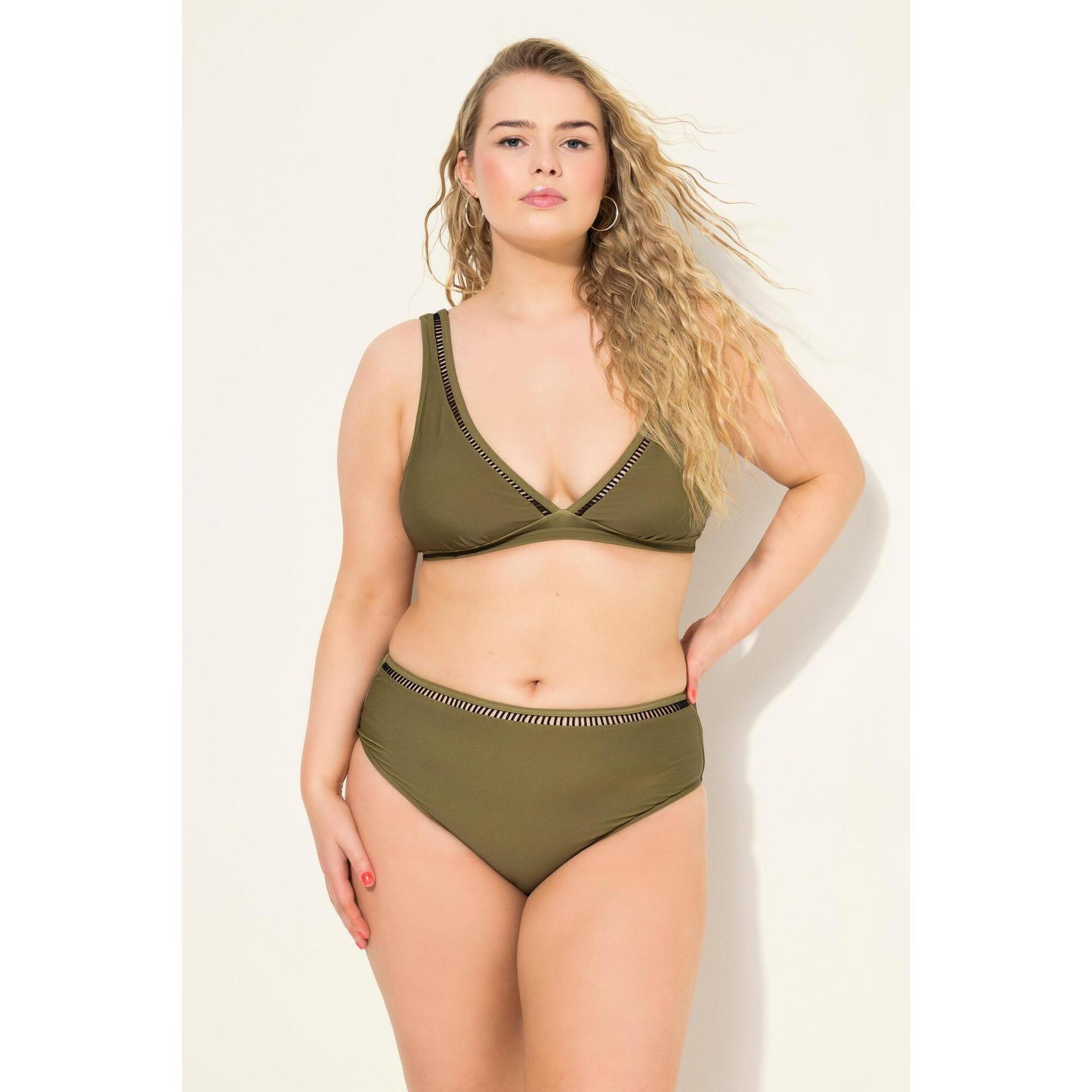 Damskie Figi bikini błyszczące obszycie wysoki stan