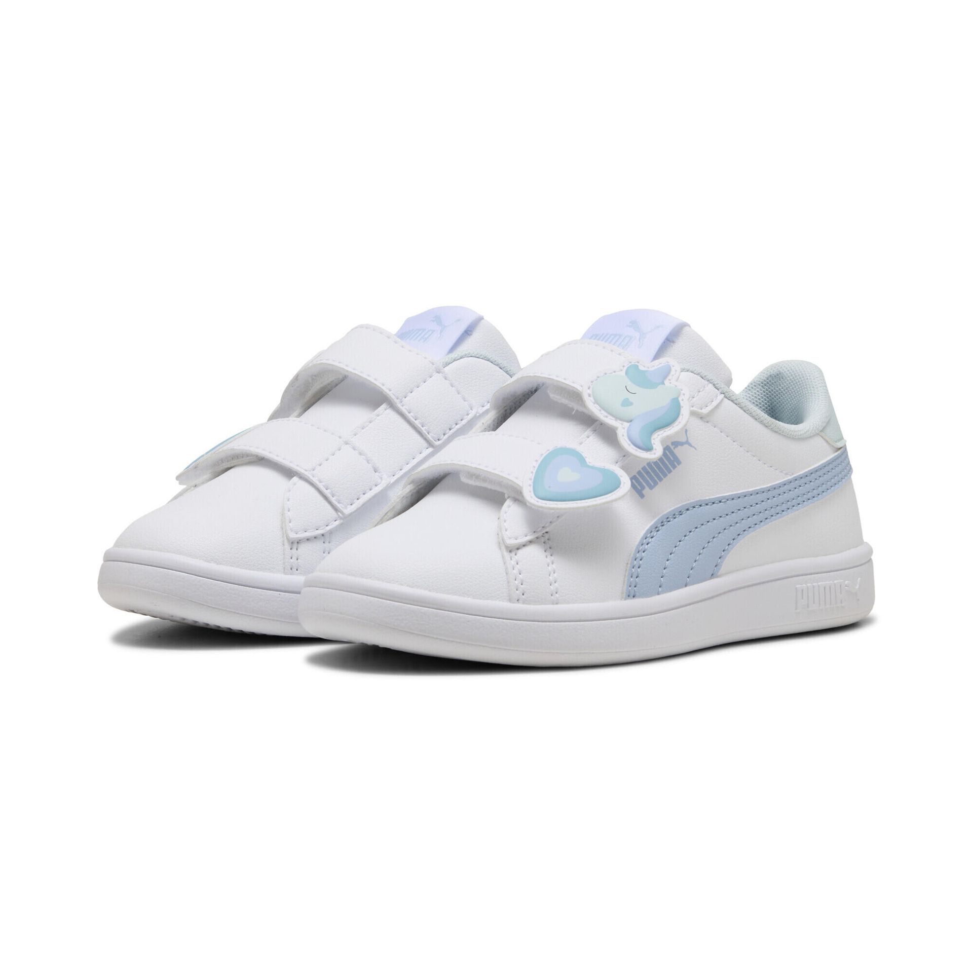 Dziecięce sneakersy PUMA Smash 3.0 Badges PUMA White Haute Tropic Blue