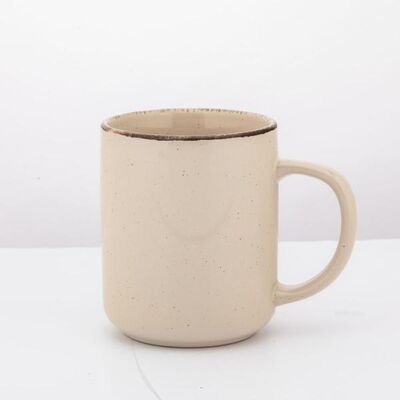 Kubek Reactive ivory prosty porcelanowy 430 ml nakrapiany beżowy