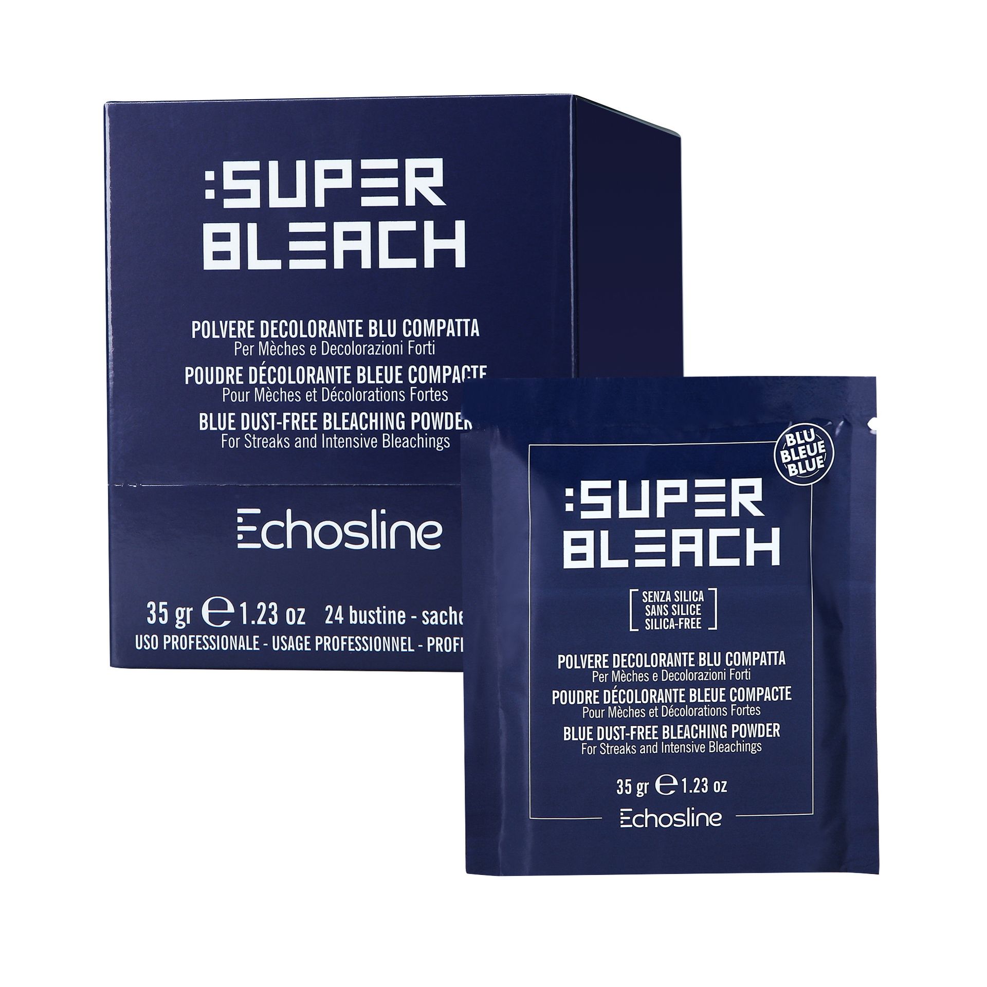 ECHOSLINE DE-COLOR BLUE Rozjaśniacz w proszku bez amoniaku saszetki 24x35 g