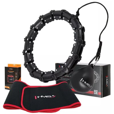 Hula hop HMS HHW02 Czarny + pas wyszczuplający BR163 Czerwony