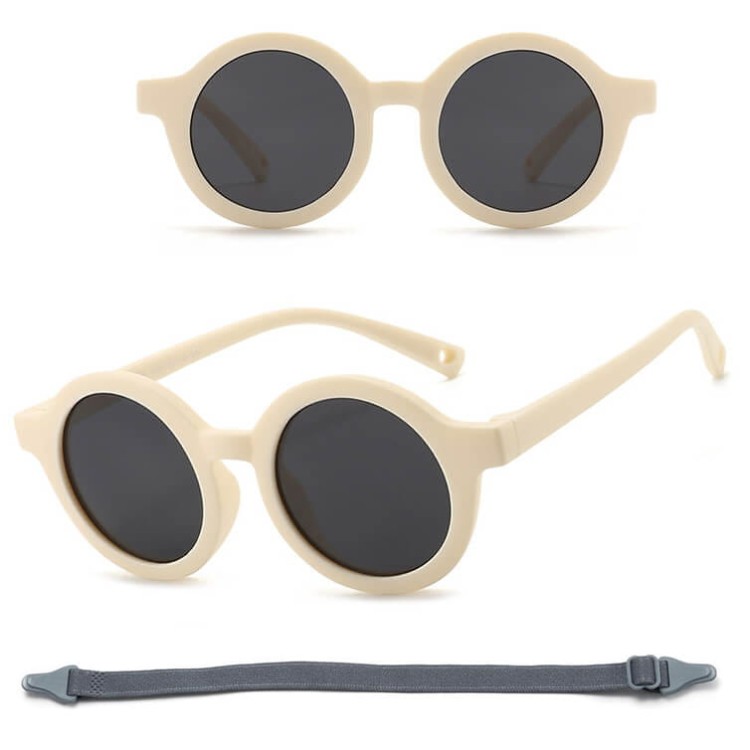 Dziecięce 0-2 lata gumowe okulary przeciwsłoneczne polaryzacyjne z gumką POL-JR-73A kremowe
