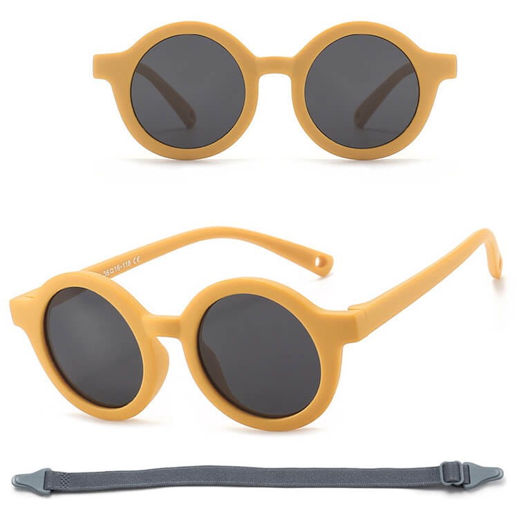 Dziecięce 0-2 lata gumowe okulary przeciwsłoneczne polaryzacyjne z gumką POL-JR-73C musztardowe