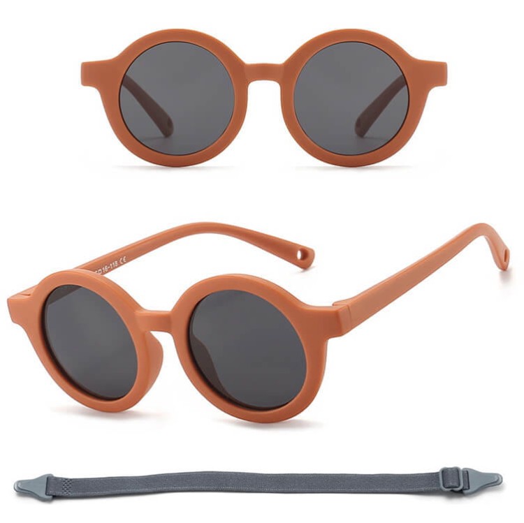 Dziecięce 0-2 lata gumowe okulary przeciwsłoneczne polaryzacyjne z gumką POL-JR-73D ceglasty