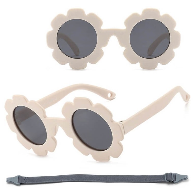 Dziecięce 0-2 lata gumowe okulary przeciwsłoneczne polaryzacyjne z gumką POL-JR-72E kremowy