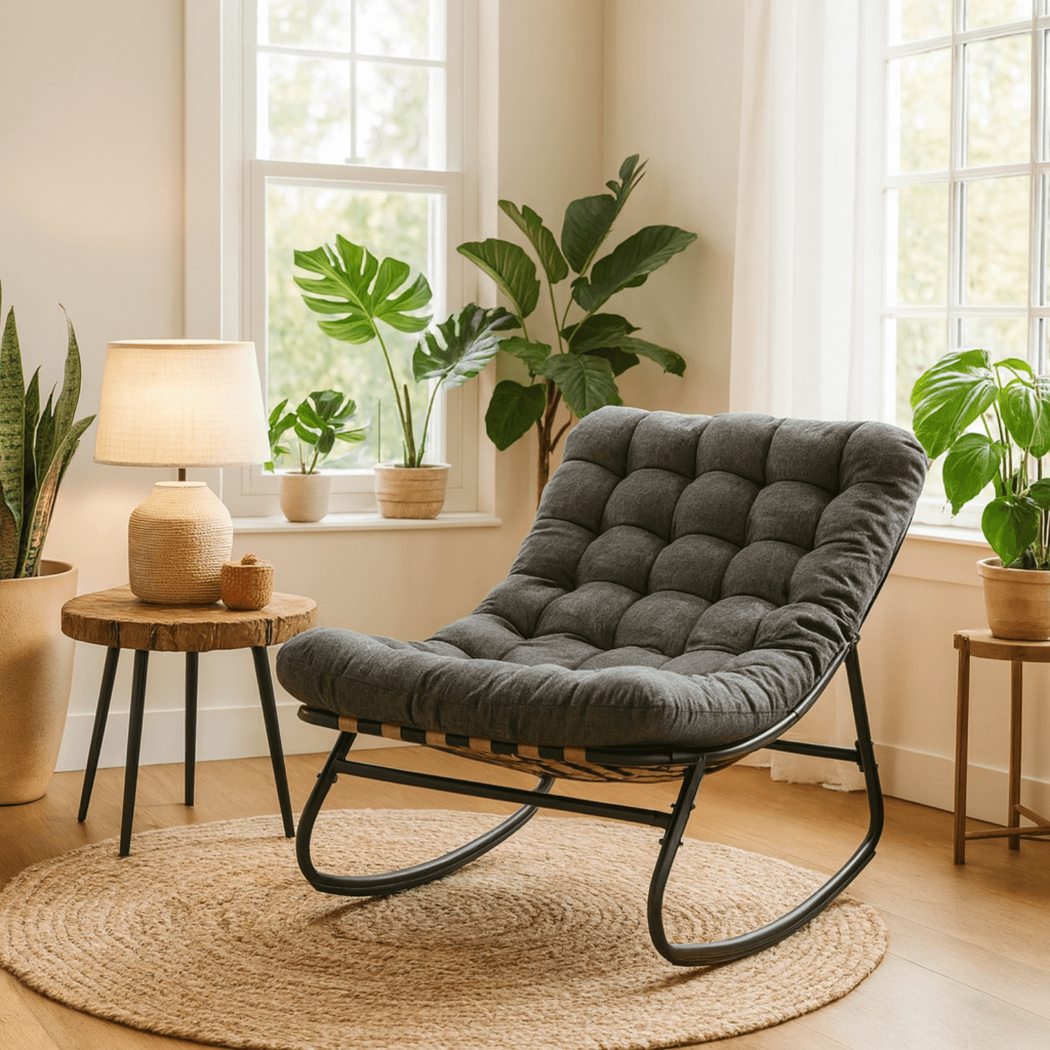 Fotel Bujany Wypoczynkowy AURORA na Płozach Szary Nowoczesny