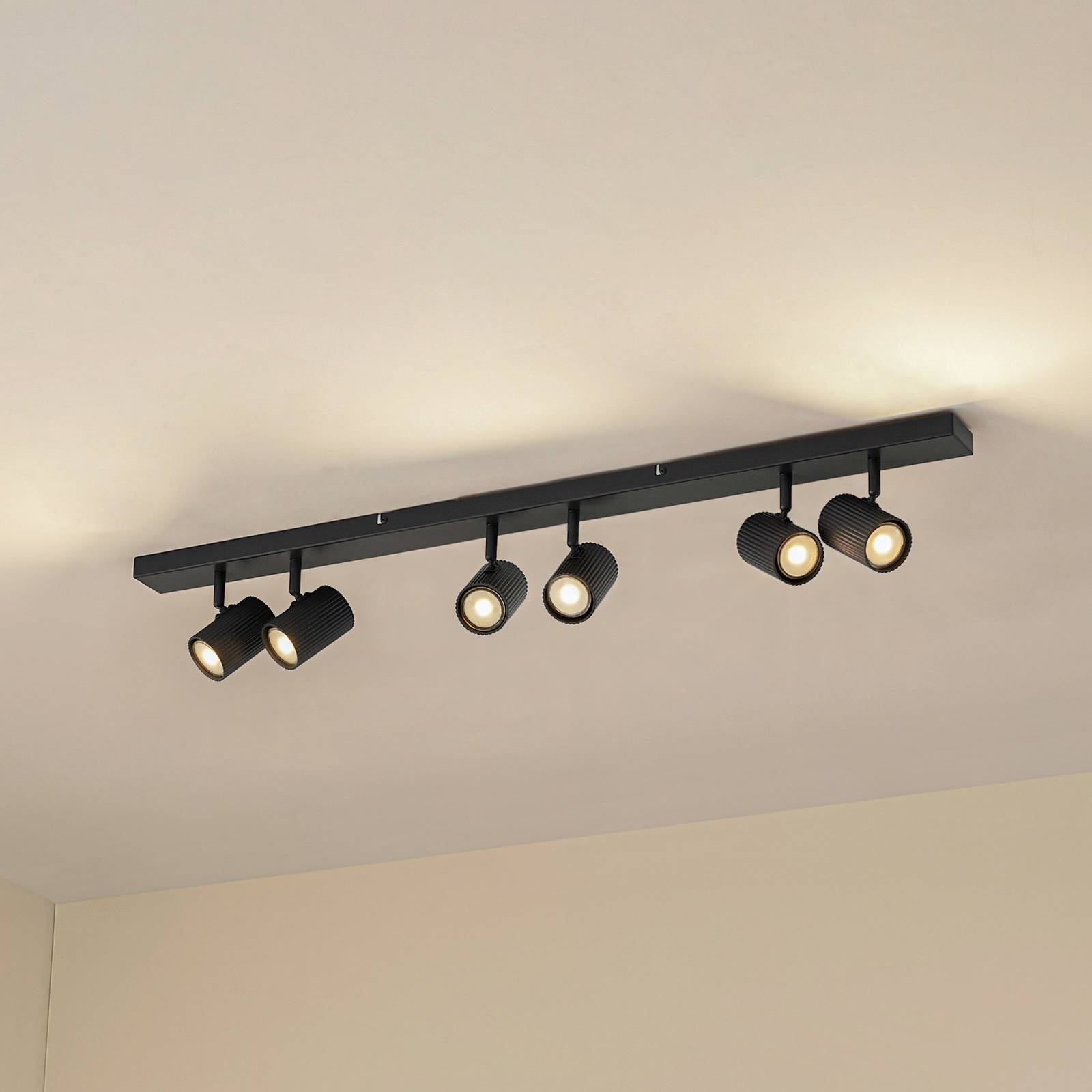 Lindby Reflektory sufitowe Kardis, ciemnoszare, 6-punktowe, metalowe, GU10 Kardis Lindby, możliwość ściemniania, aluminiowy / szary / cynkowy, przedpokój, aluminium, nowoczesny