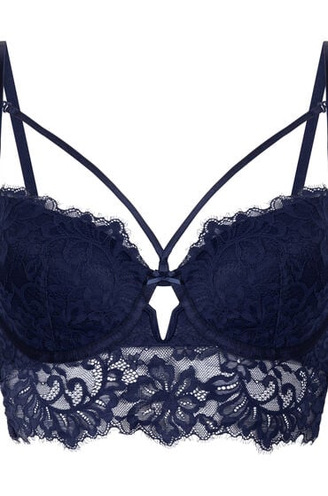 Hunkemöller Usztywniony długi biustonosz z fiszbinami Isabella Niebieski