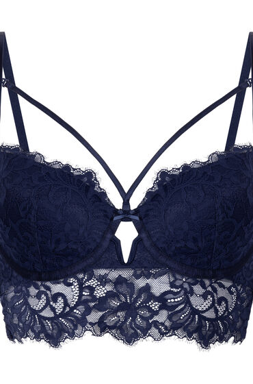Hunkemöller Usztywniony długi biustonosz z fiszbinami Isabella Niebieski