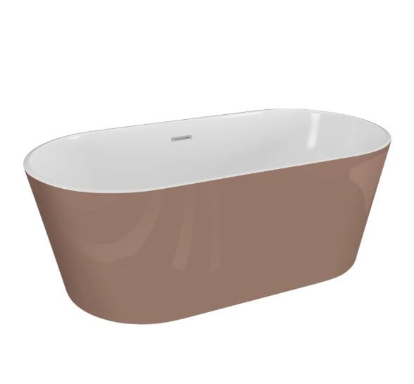 Polimat Wanna wolnostojąca Uzo 160x80 cm owalna mokka syfon i przelew biały