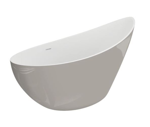 Polimat Wanna wolnostojąca Zoe 180x80 cm owalna efektowny popiel syfon i przelew biały