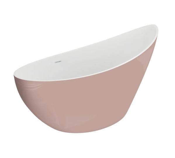 Polimat Wanna wolnostojąca Zoe 180x80 cm owalna słodki róż syfon i przelew biały