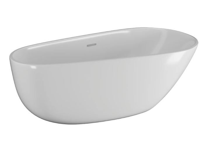 Polimat Wanna wolnostojąca Shila 170x85 cm owalna biały mat syfon i przelew biały