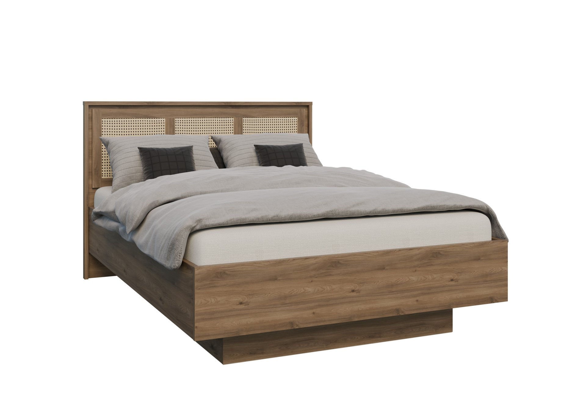 Łóżko Tahan 140X200 Glkl1142-Q249 Dąb Valencia / Rattan Naturalny