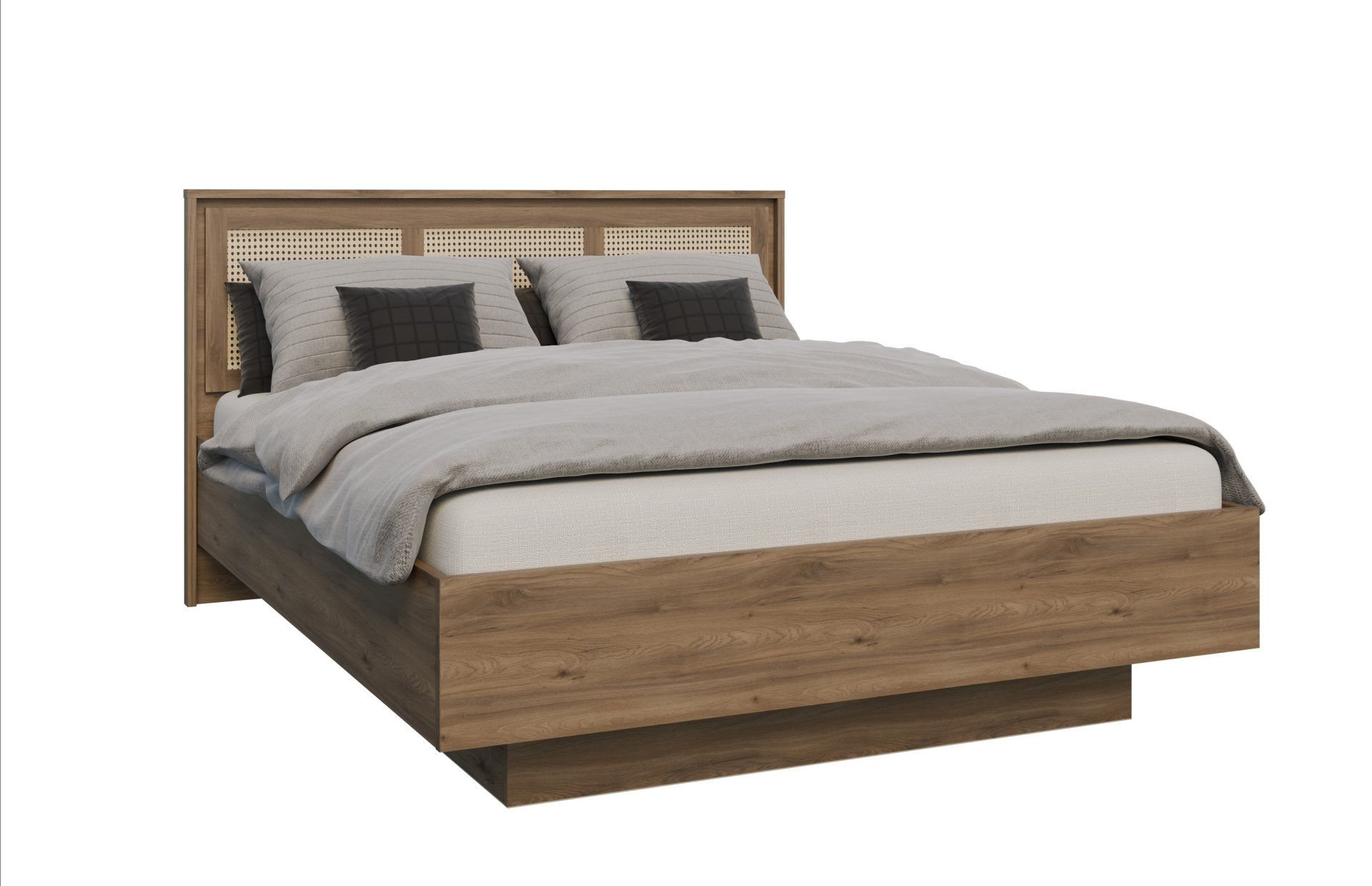 Łóżko Tahan 160X200 Glkl1162-Q249 Dąb Valencia / Rattan Naturalny