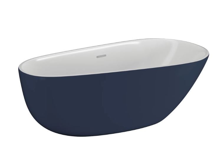 Polimat Wanna wolnostojąca Shila 170x85 cm owalna granat syfon i przelew biały
