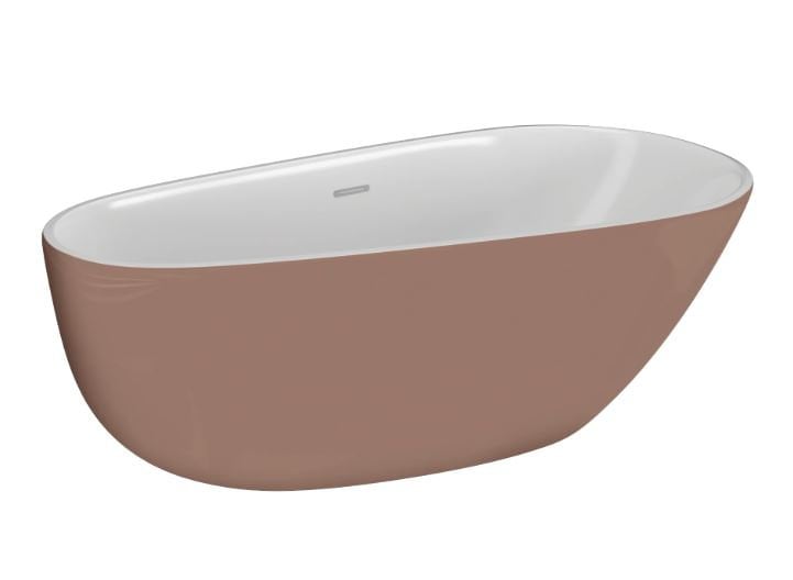 Polimat Wanna wolnostojąca Shila 170x85 cm owalna mokka syfon biały