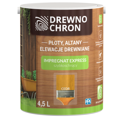 Drewnochron Impregnat EXPRESS szybkoschnący cedr 4,5 l