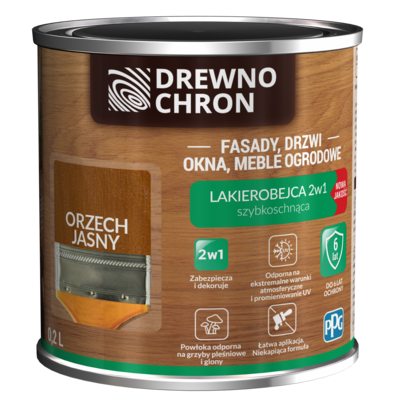Drewnochron Lakierobejca 2w1 orzech jasny 0,2 l