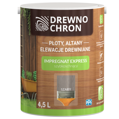 Drewnochron Impregnat EXPRESS szybkoschnący szary 4,5 l