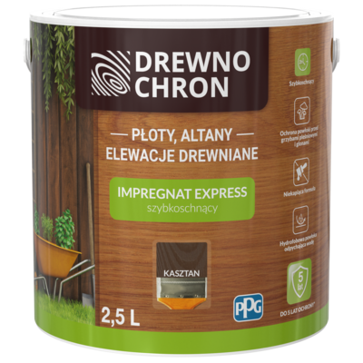 Drewnochron Impregnat EXPRESS szybkoschnący kasztan 2,5 l