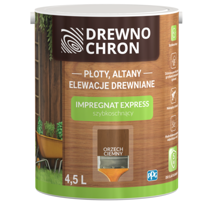 Drewnochron Impregnat EXPRESS szybkoschnący orzech ciemny 4,5 l