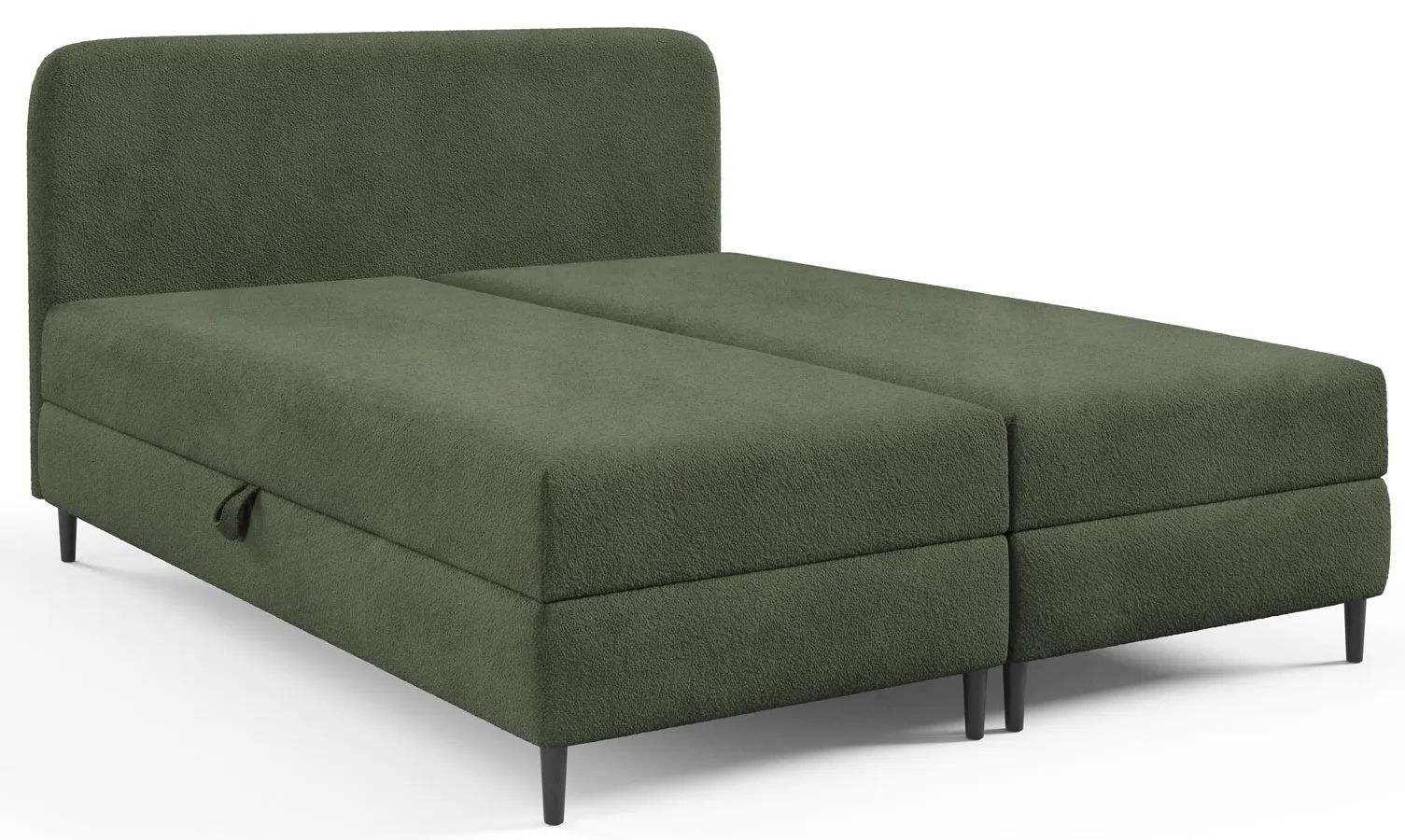 Zielone łóżko kontynentalne z podwójnym pojemnikiem Tionis - 5 rozmiarów