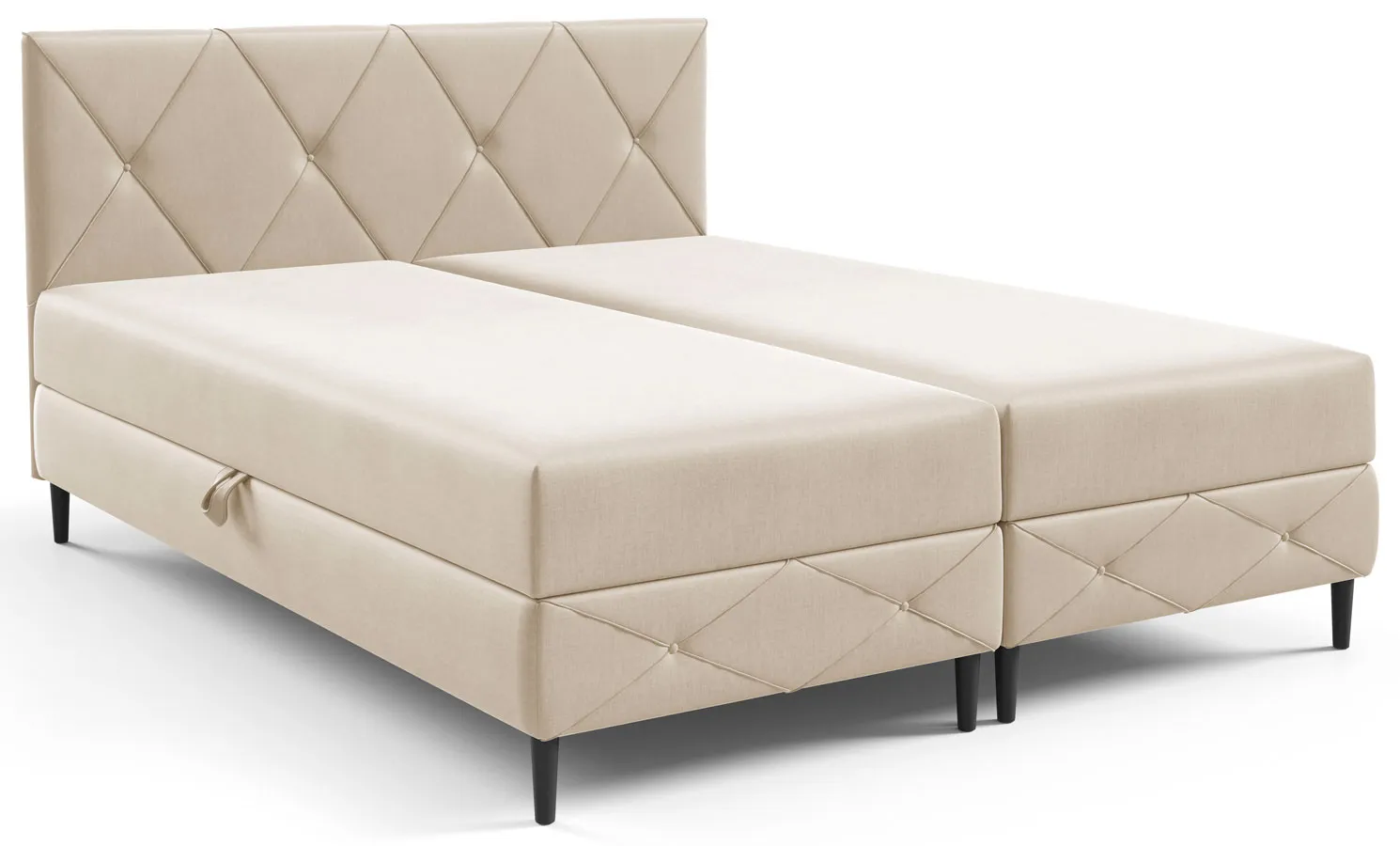 Kremowe łóżko kontynentalne pikowane Riessa - 5 rozmiarów