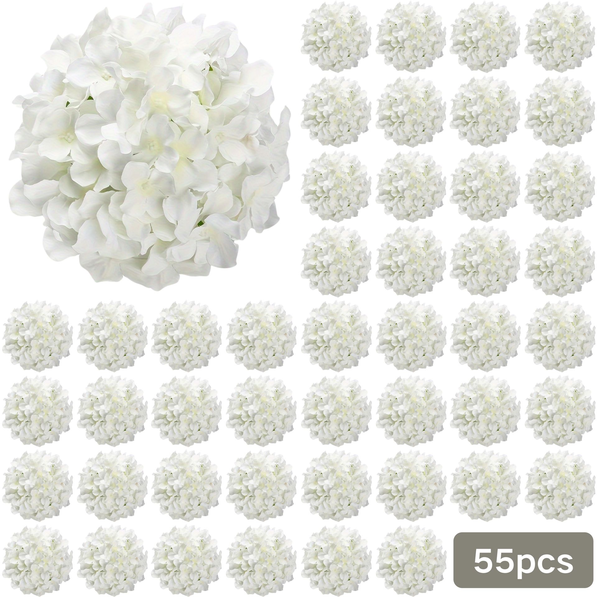 TEMU 55 szt. białych sztucznych hortensji, eleganckie dekoracje domowe, kwiaty na prezent, idealne na ślub, Walentynki, centra handlowe, Boże