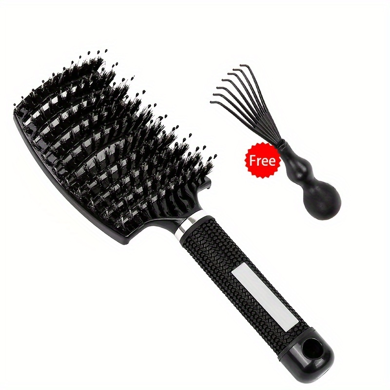 TEMU 1 szt. Zakrzywiona Szczotka do Stylizacji z Wentylacją i 1 szt. Szczotka do Czyszczenia, Antystatyczna Rozplątująca Szczotka, Do Użytku na Mokro