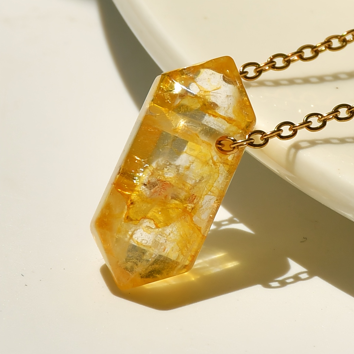 TEMU 1 Naszyjnik z Ametystowym Wisiorkiem w Kształcie Sześciokąta, Modna Letnia Biżuteria Ręcznie Robiona z Lapisem i Tygrysim Okiem (Naturalny Może