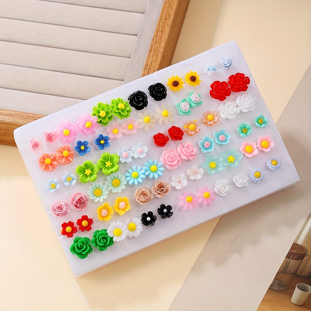 TEMU 36-Parowy Zestaw Świeżych Wiosennych Kolczyków Kwiatowych, Idealne na Codzienne Noszenie i Wakacje lub Prezent dla Przyjaciółek