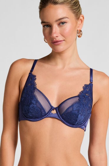 Hunkemöller Nieusztywniany biustonosz Grace z fiszbinami Niebieski