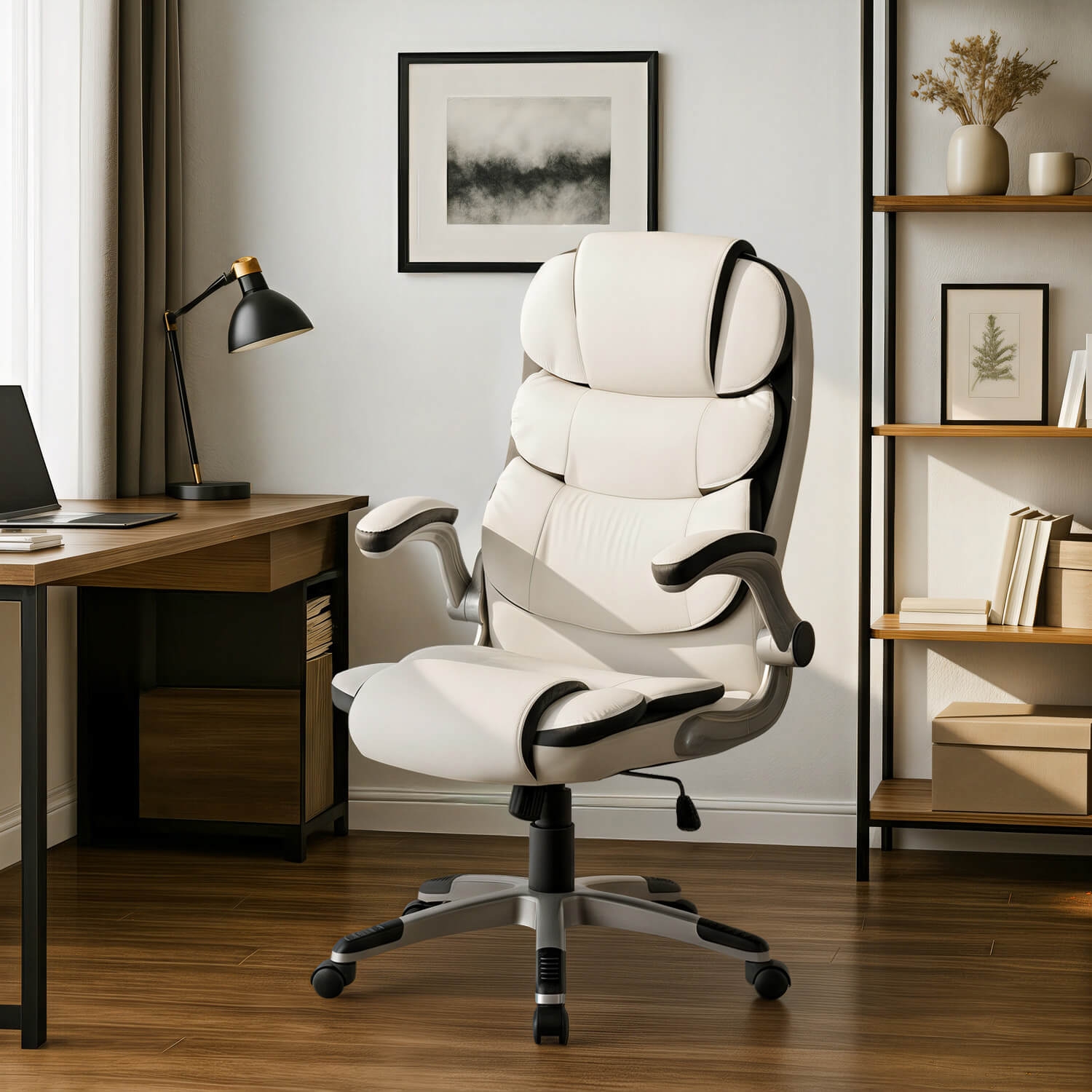 Fotel Biurowy LIVERPOOL Obrotowy Biały Ekoskóra Nowoczesny