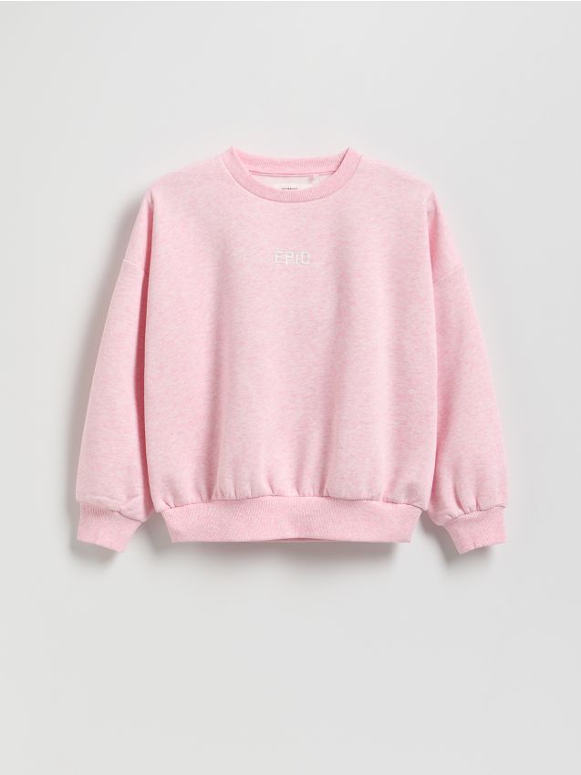 Reserved - Bluza z haftowanym napisem - różowy