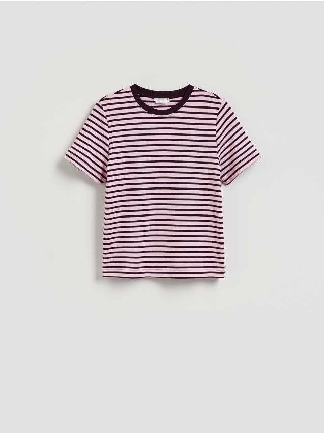 Reserved - T-shirt regular z merceryzowanej bawełny - ciemnofioletowy