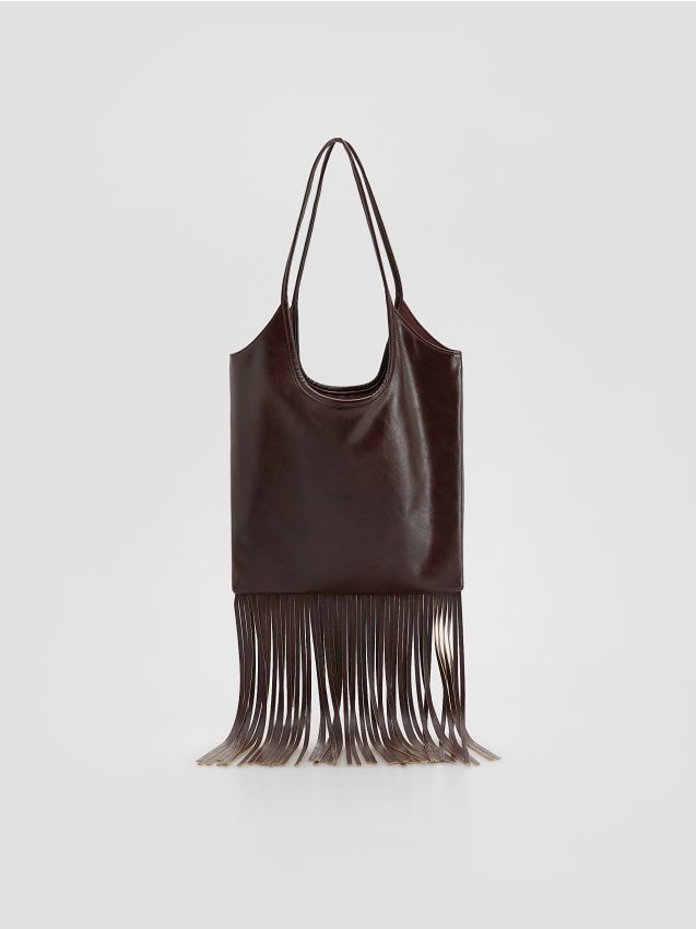 Reserved - Torebka z frędzlami - brązowy