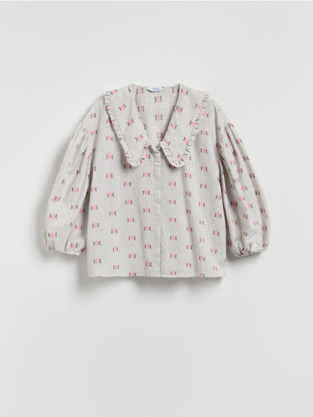 Reserved - Koszula z ozdobnym kołnierzem - wielobarwny