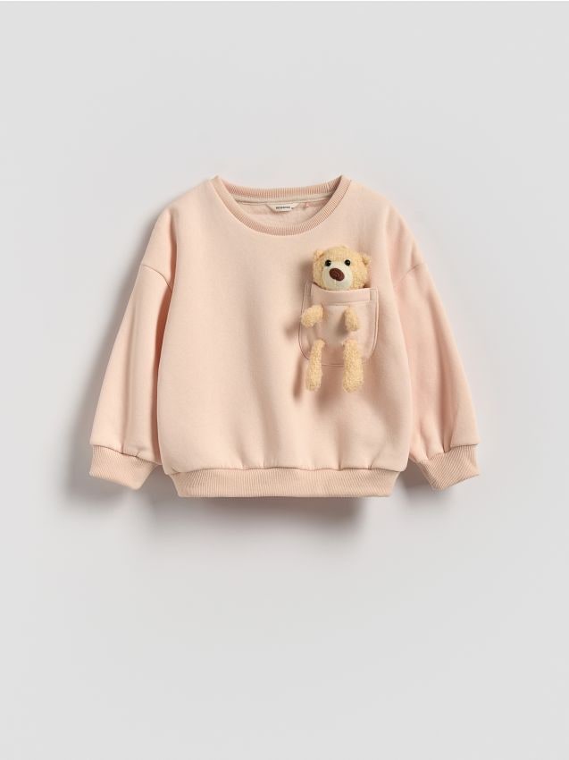 Reserved - Bluza z aplikacją 3d - złamana biel