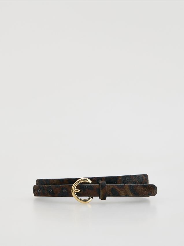 Reserved - Skórzany pasek z włosiem - wielobarwny
