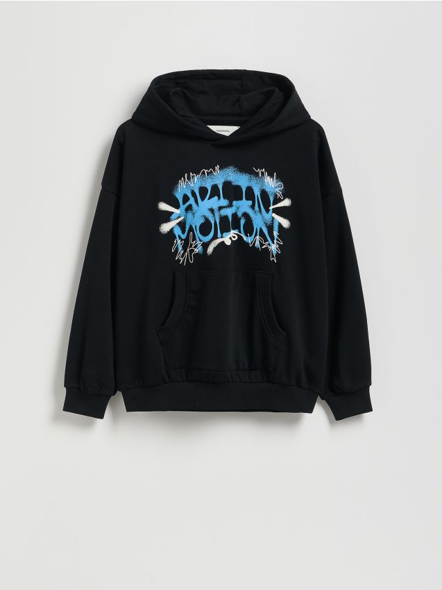 Reserved - Bawełniana bluza z kapturem - czarny