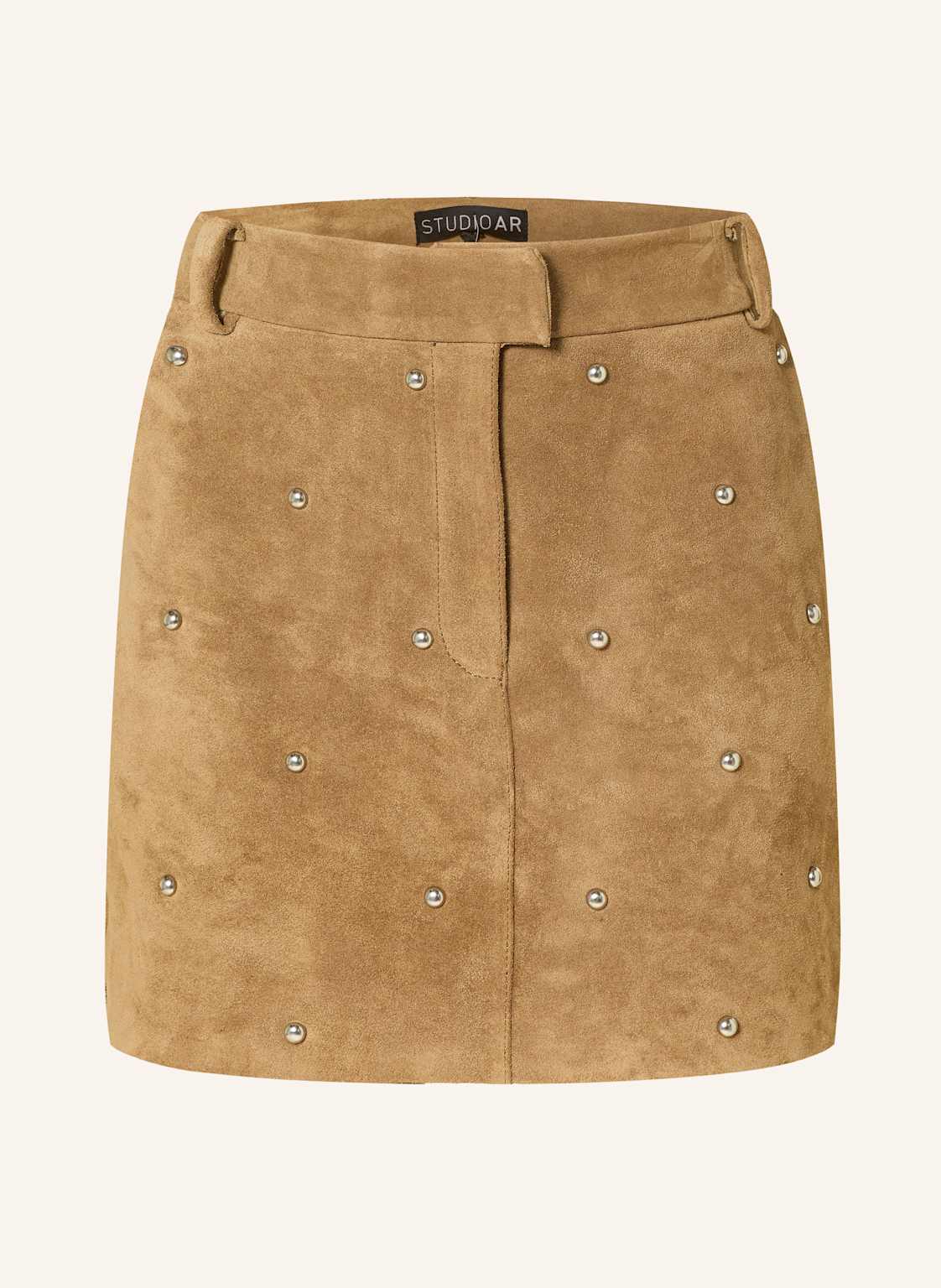 Studio Ar Spódnica Skórzana Z Ćwiekami braun