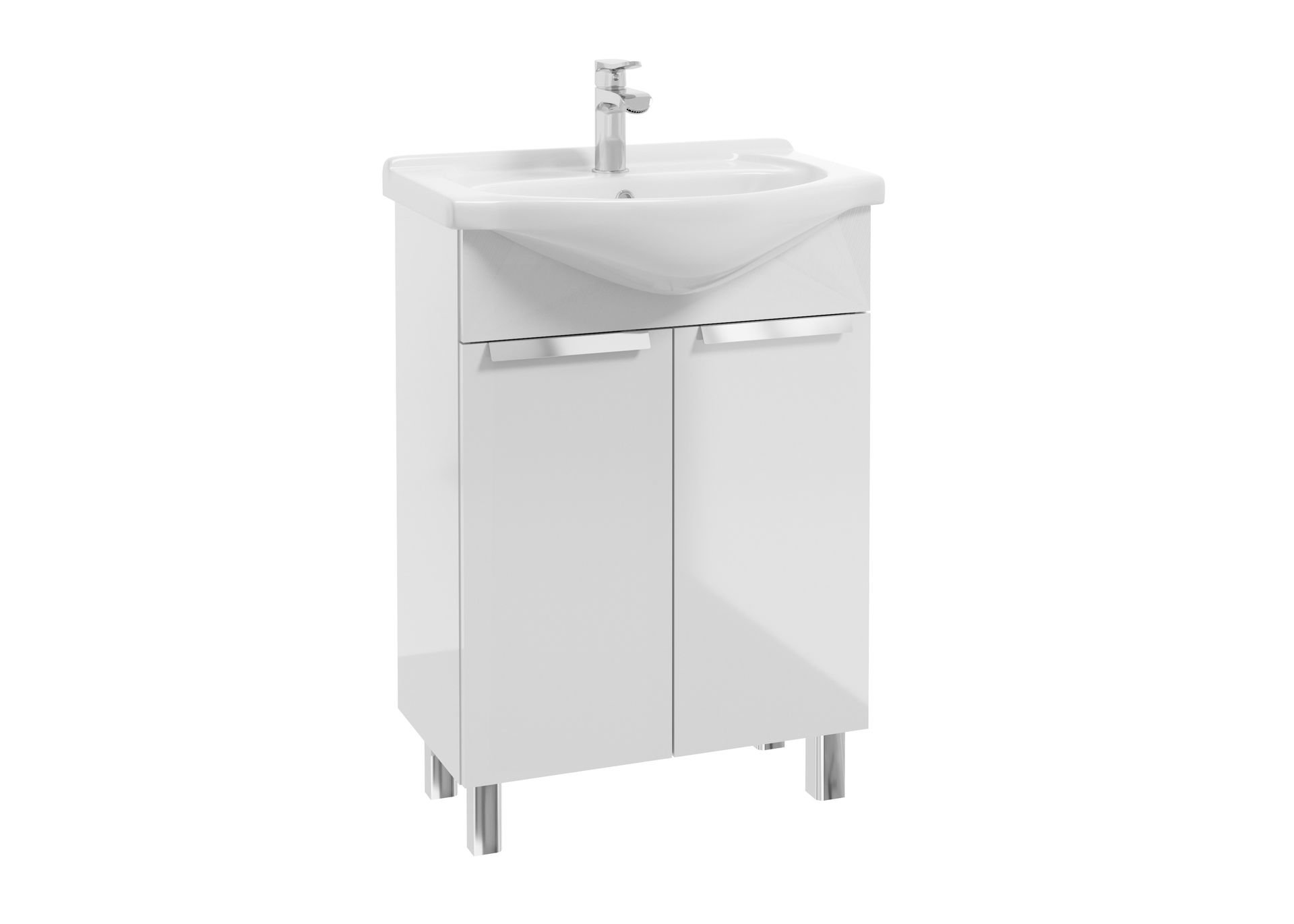 Szafka łazienkowa z umywalką Defra Lily 50 cm biały połysk 001-D-05043+1520