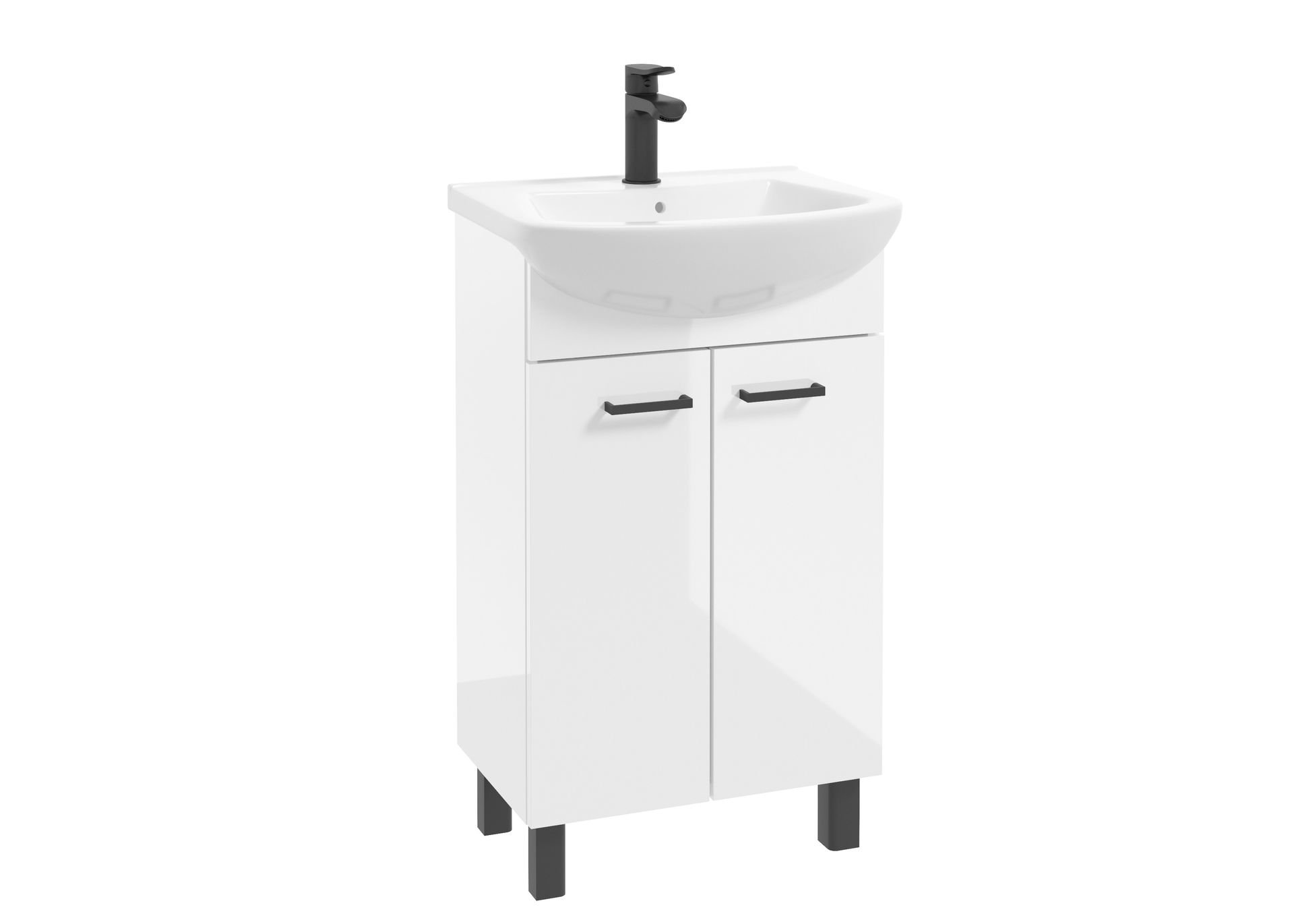 Szafka łazienkowa z umywalką Defra Novelty 50 cm biały połysk 207-D-05008+1560