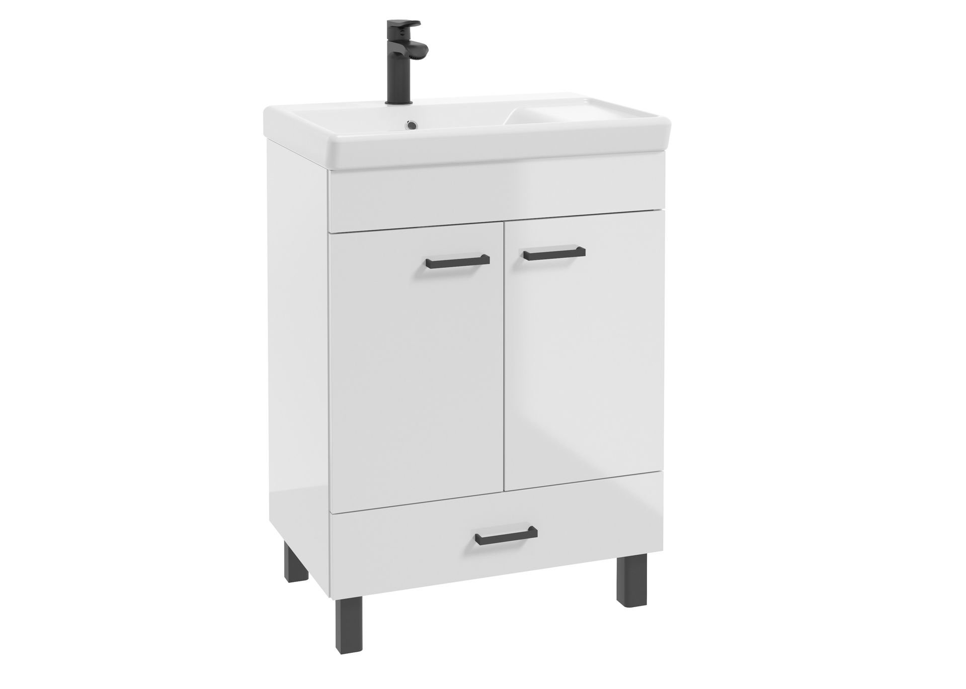 Szafka łazienkowa z umywalką Defra Novelty 60 cm biały połysk 207-D-06002+1072